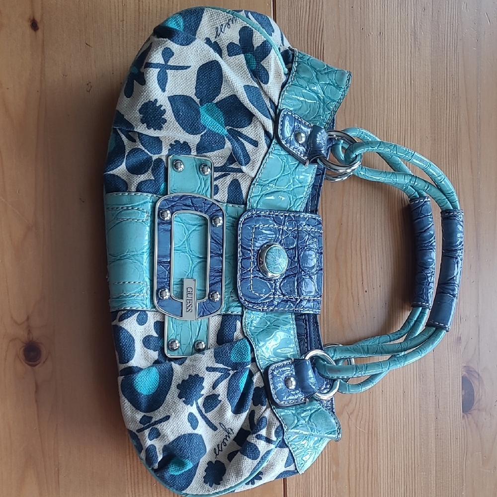 Guess Blue Geometric Shoulder Bag